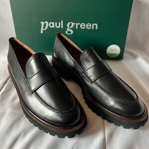 Paul Green Black Lug Sole Loafers Women’s Size 10